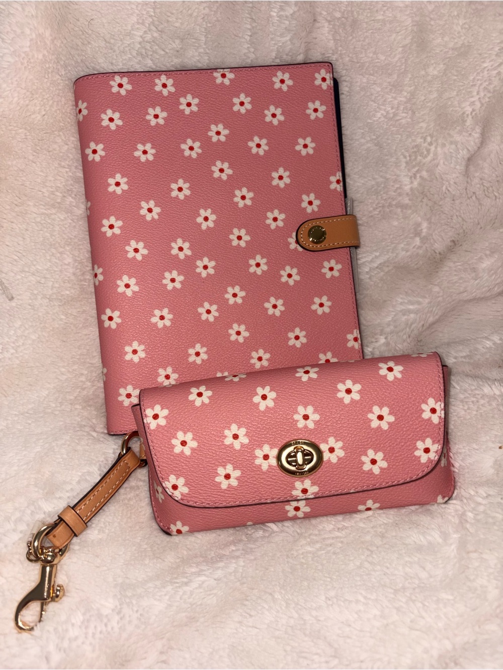 Coach Pink Floral Notebook and Sunglass case